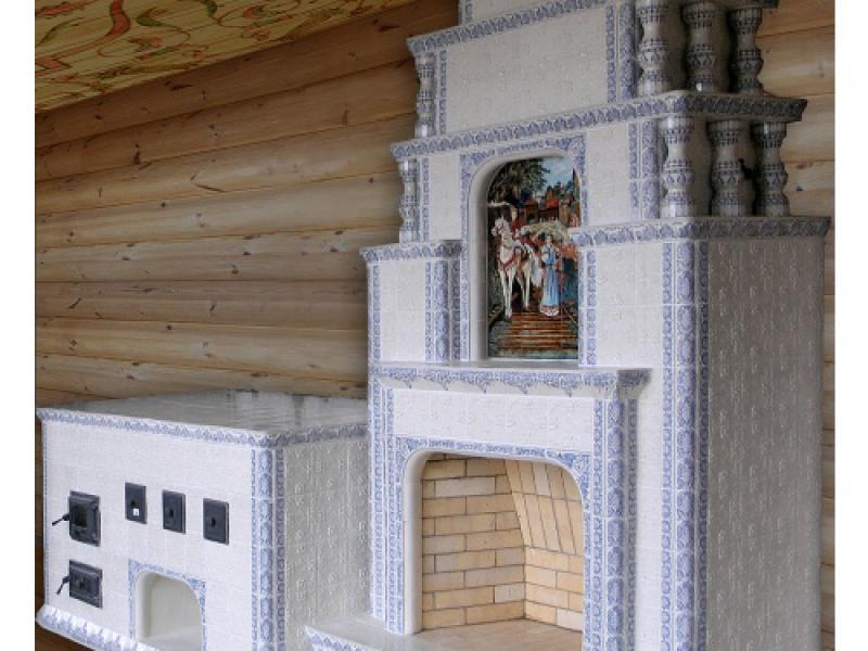 Стильная русская печь Украшенная русская печь