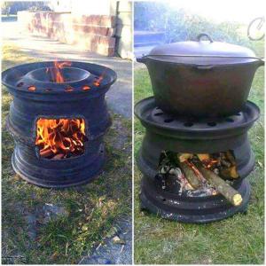 Как сделать печь из колес