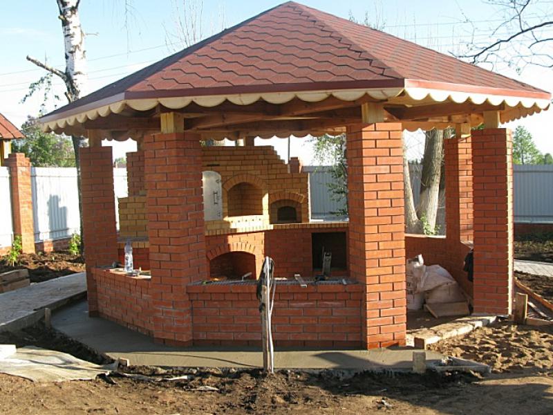Беседка шестигранная с мангалом из кирпича Мангал из кирпича своими руками