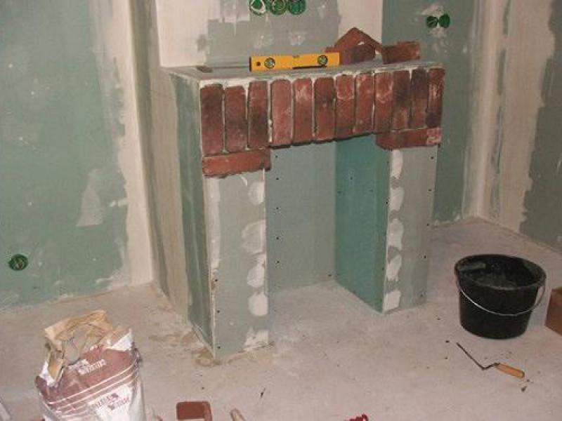 Процесс работы с камином Установка каркаса камина