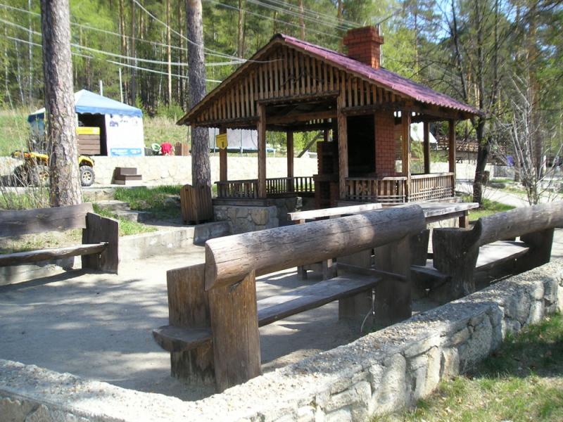 Мангальная зона с мебелью Мангальная зона в кирпичной беседке