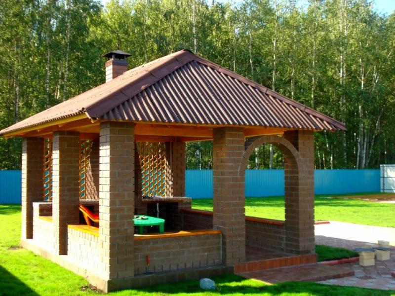 Беседка с кирпичной печью Кирпичная беседка